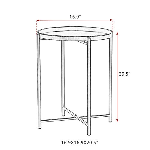 Gold Round Tray Accent Table by Homebeez