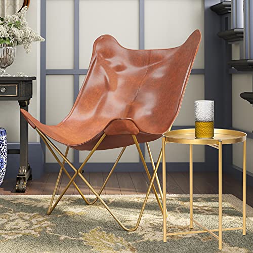 Gold Round Tray Accent Table by Homebeez