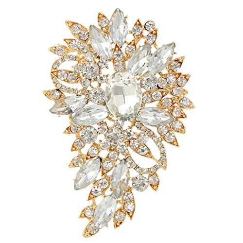 Gold-Tone Crystal Wedding Bouquet Brooch