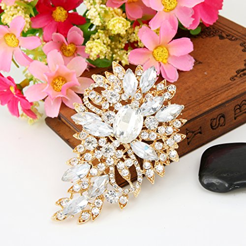 Gold-Tone Crystal Wedding Bouquet Brooch