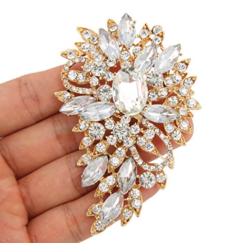 Gold-Tone Crystal Wedding Bouquet Brooch