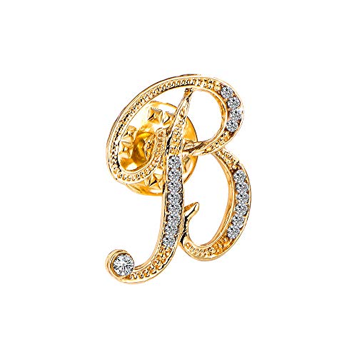 Initial Letter Brooch Pin Small Lapel Pin Tie Tack Name Personalized Gifts for Girls Women Men Boy Gold B