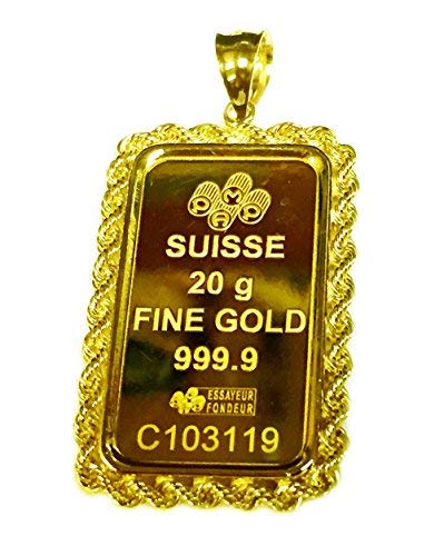 24k Gold Suisse Bullion Ingot Pendant