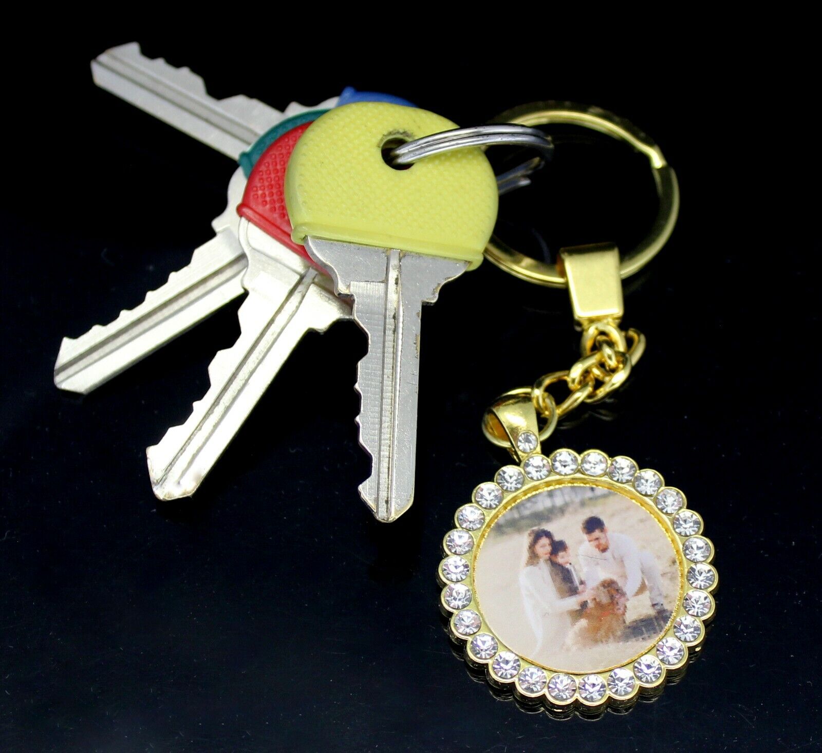 Gold Plated Custom Photo Key Chain Pendant