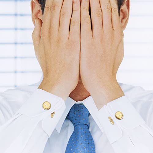 LOYALLOOK Initial Gold Cufflinks for Men Gold Cuff Links Personalized Copper CuffLinks Letter Cufflinks Gift for Groom Husband Father Boyfriend Initial H