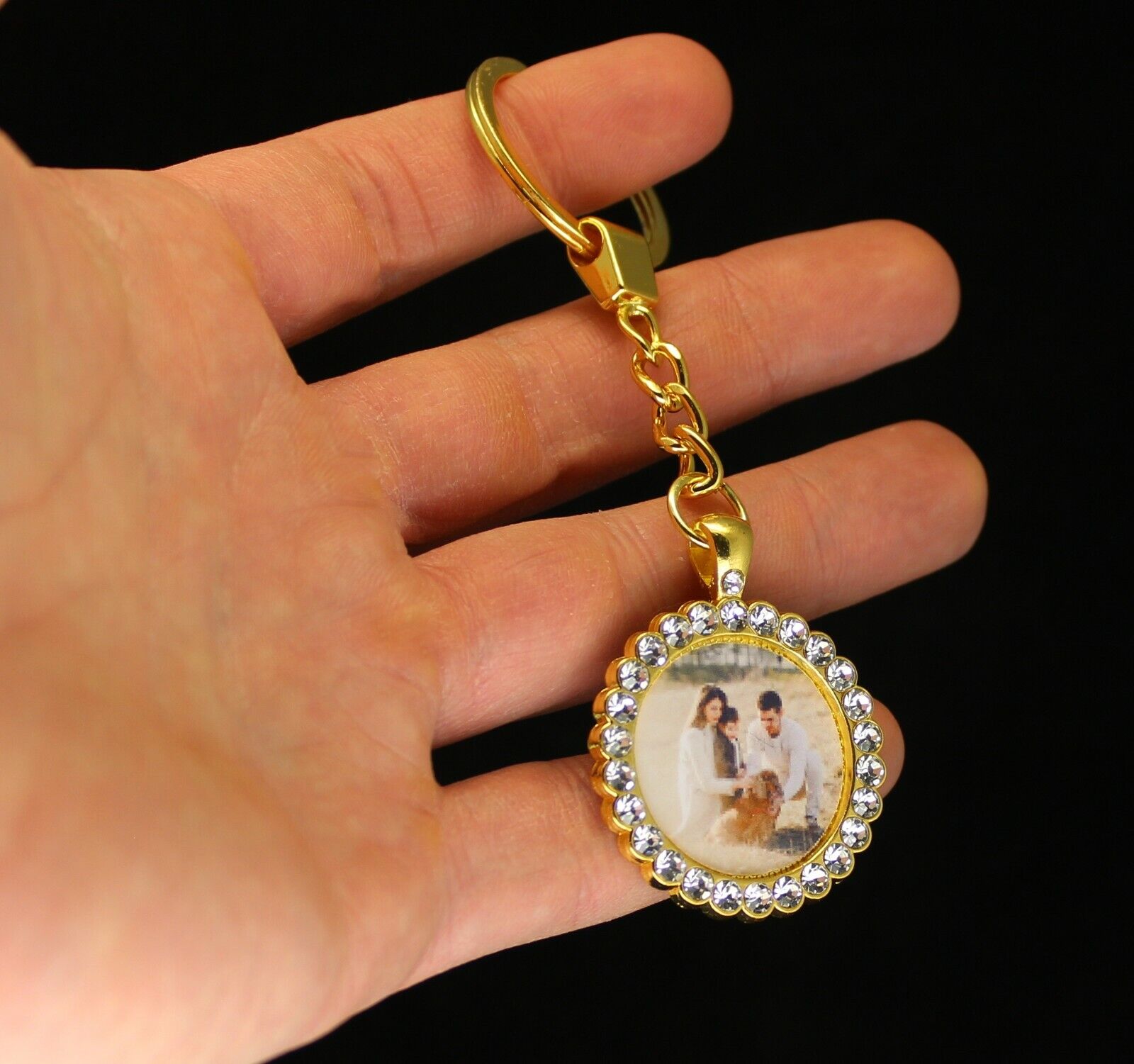 Gold Plated Custom Photo Key Chain Pendant