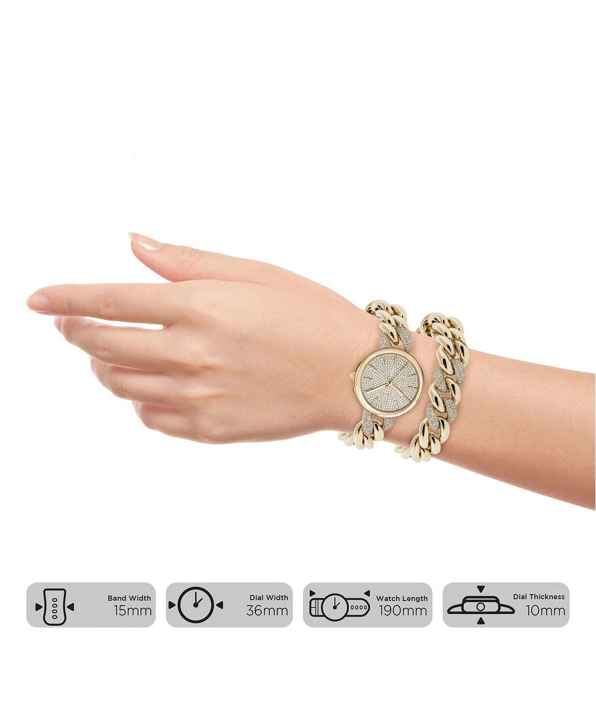 Kendall + Kylie: Gold and Crystal Chain Link Watch and Bracelet Set