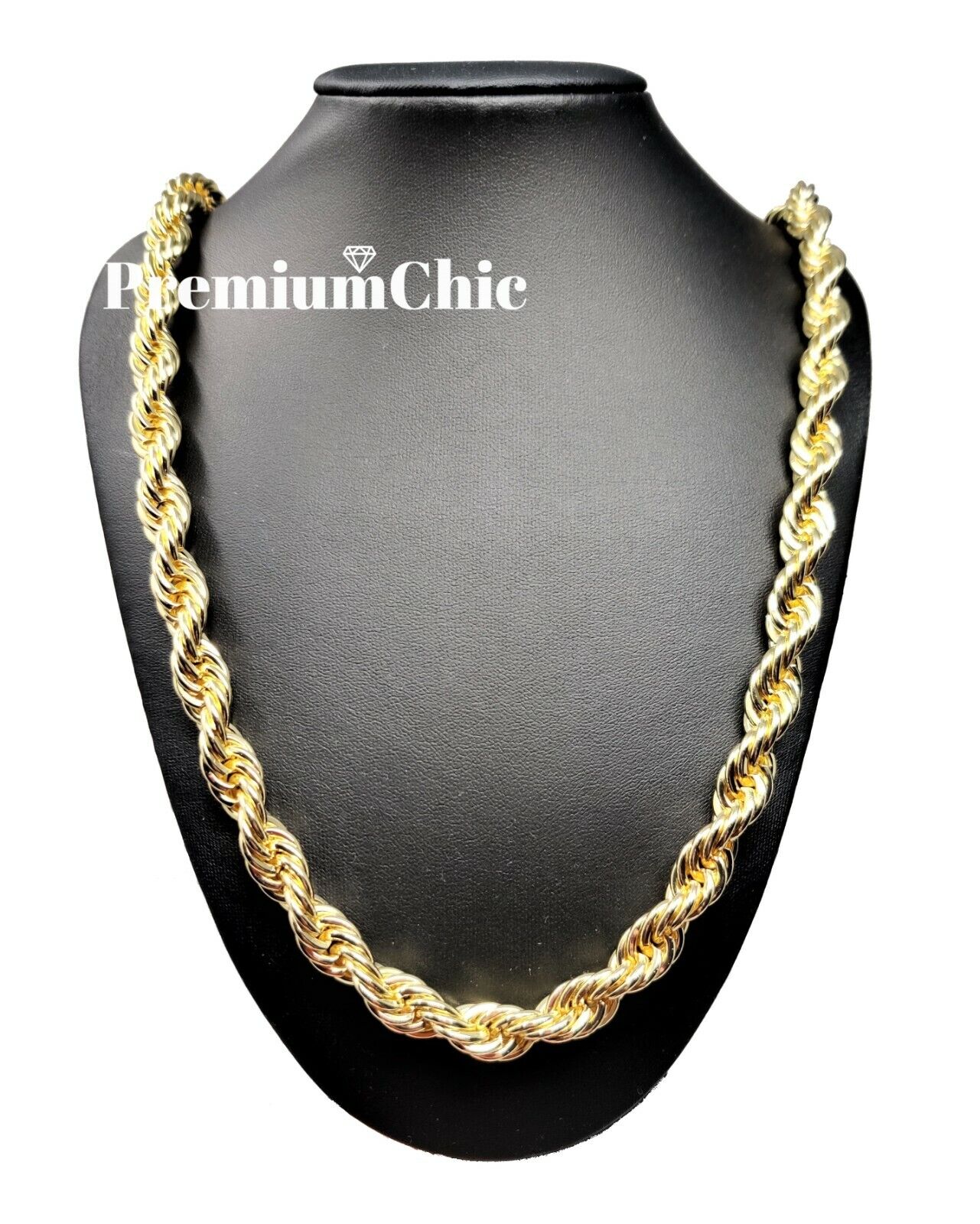 14K Gold Plated Rope Chain Necklace - Men's Hip Hop Jewelry