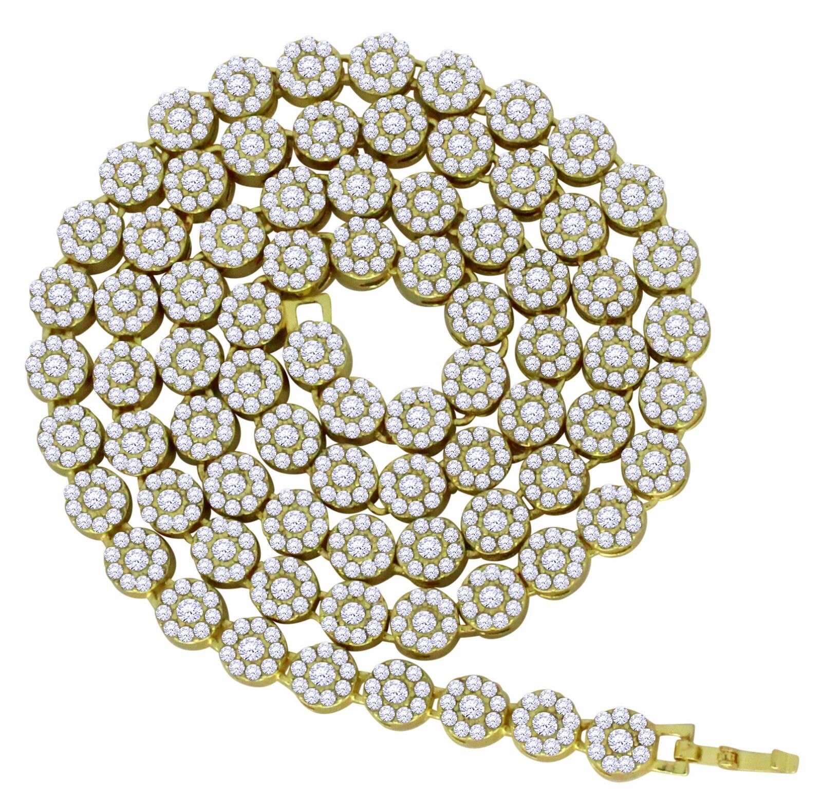 14k Gold Plated Iced Flower Necklace for Men