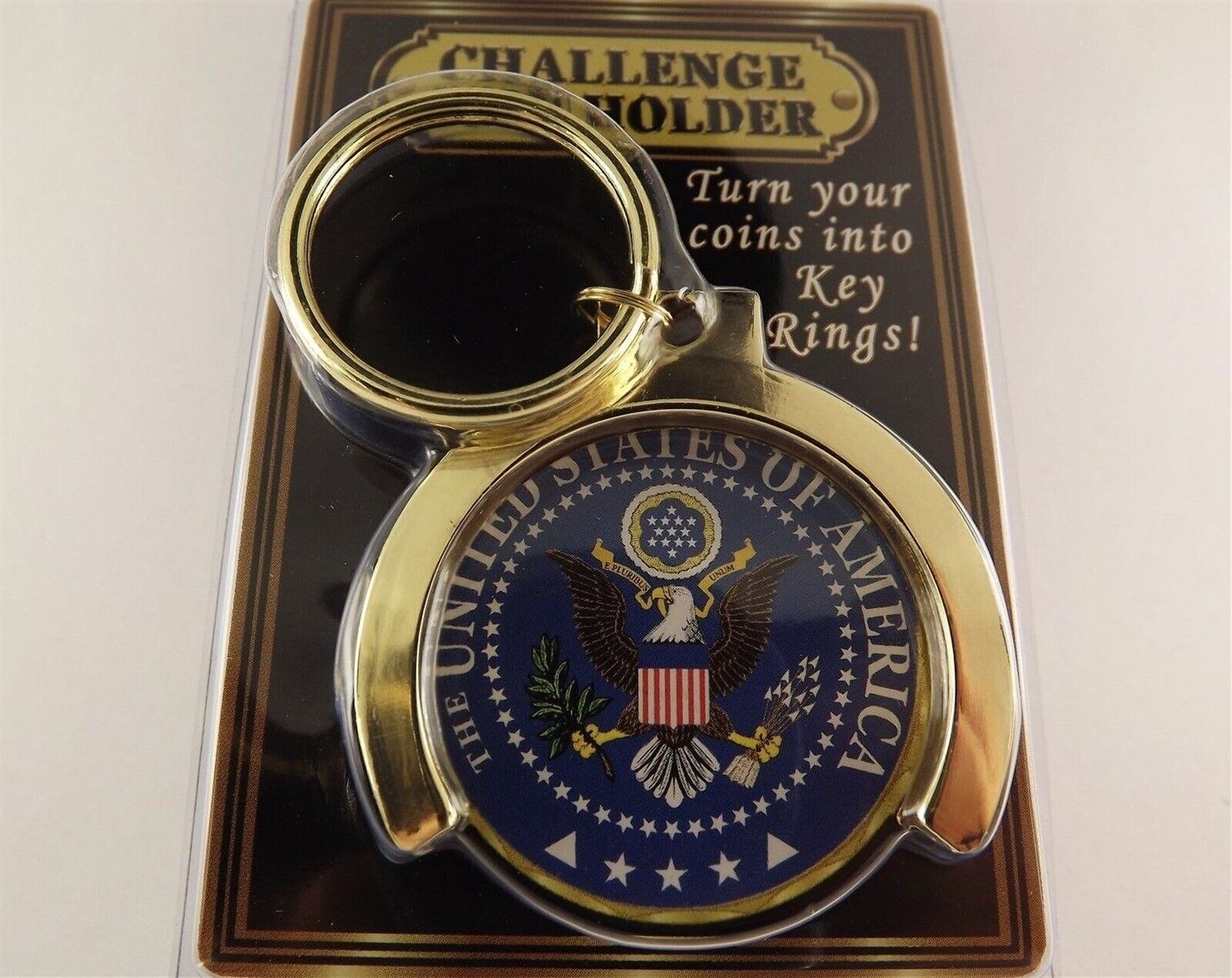 Gold Plated Keychain with Challenge Coin Holder