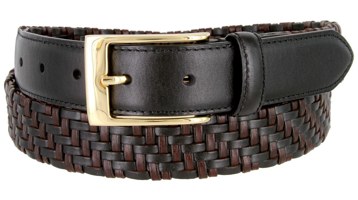 Gold Plated Leather Braided Belt