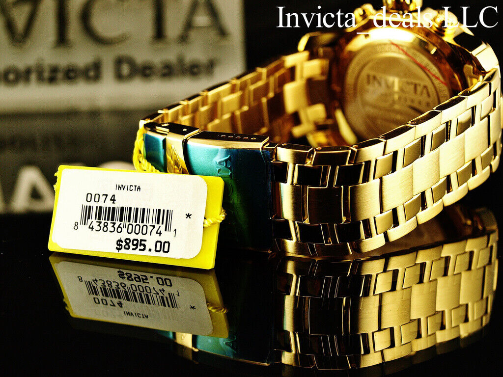 Invicta Men's 48mm PRO DIVER Scuba Chronograph Gold Dial 18K Gold Plated Watch