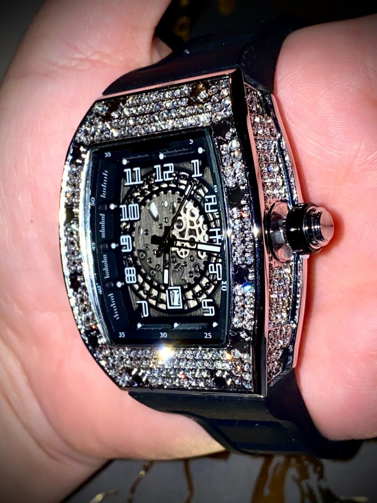 Men's Iced-out Sport Watch with CZ Diamonds