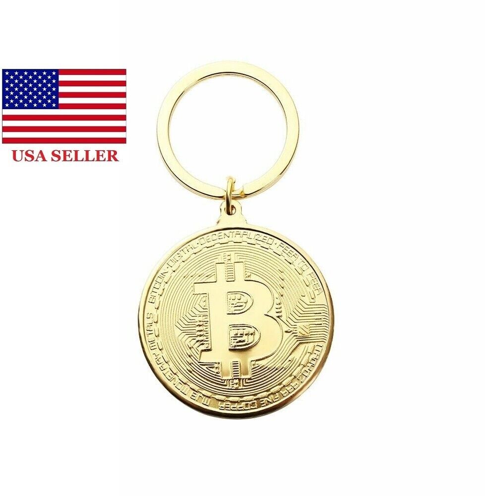 Gold Plated Bitcoin Keychain - Crypto Token