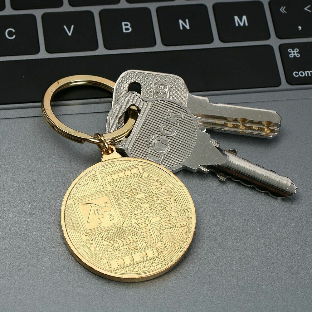 Gold Plated Bitcoin Keychain - Crypto Token