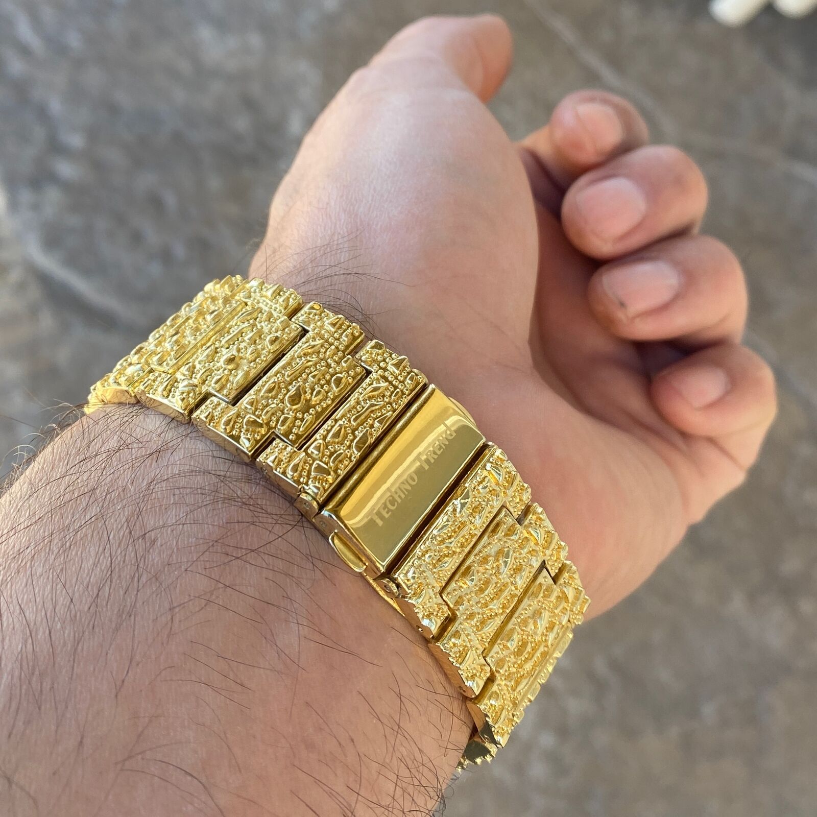 Golden Nugget Arabic Dial CZ Watch Bling