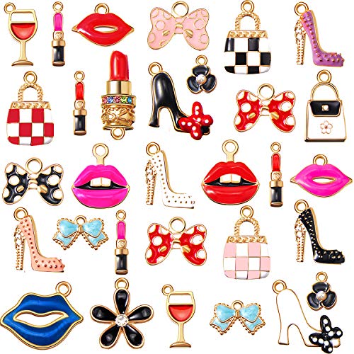 Gold Plated Lipstick Charm Set for DIY Jewelry
