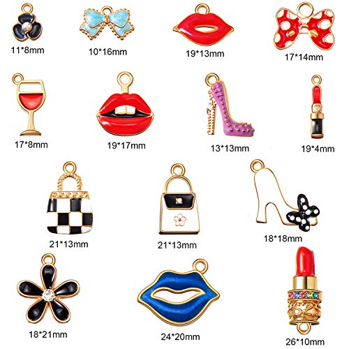 Gold Plated Lipstick Charm Set for DIY Jewelry