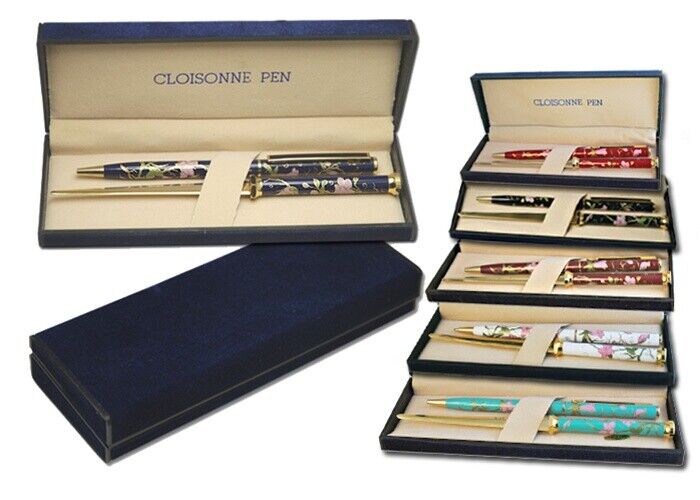 Brown & Red Cloisonne Pen Gift Set