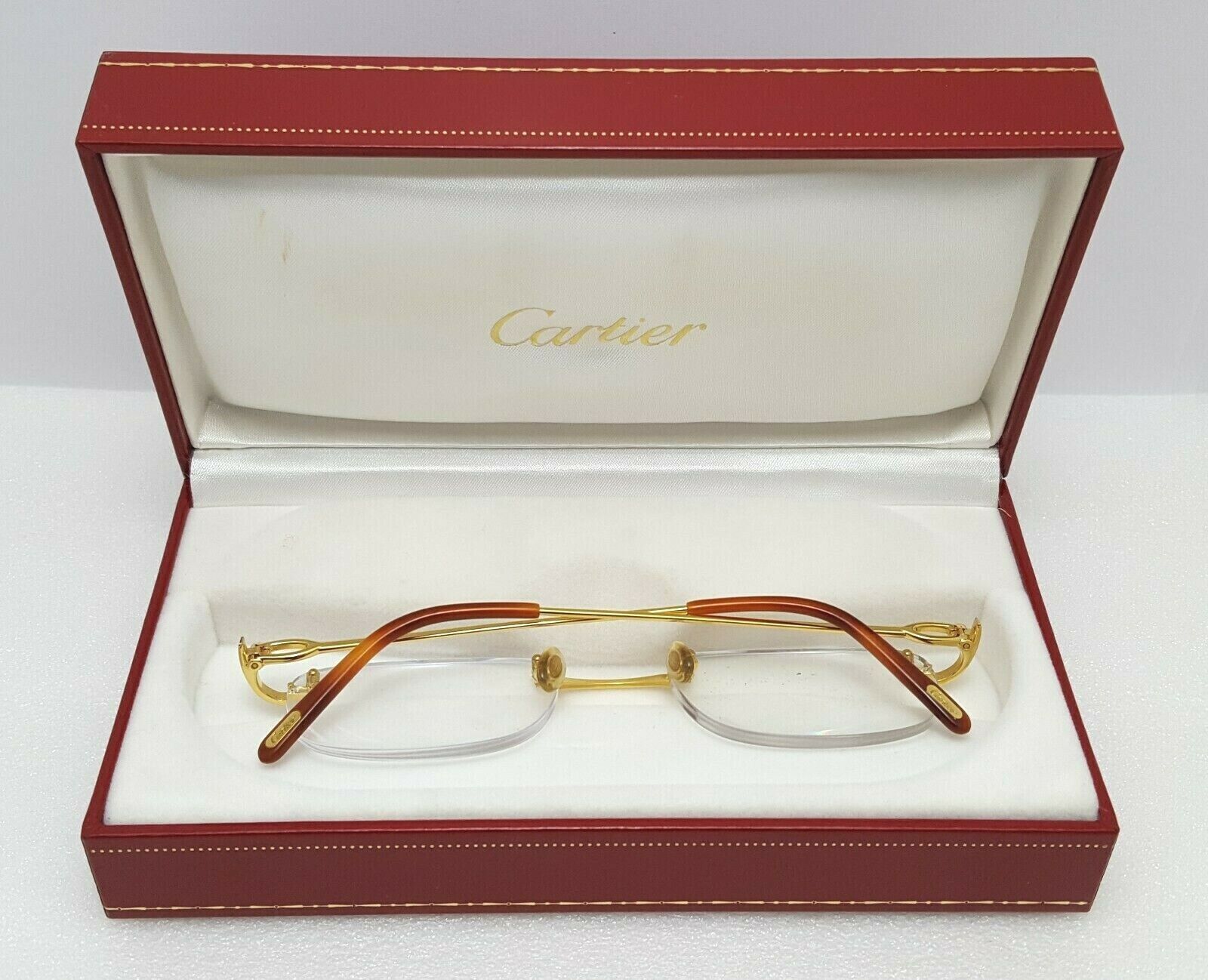 Cartier Rectangle Rimless Optical Unisex Eyewear Glasses 18KT Yellow Gold Plated