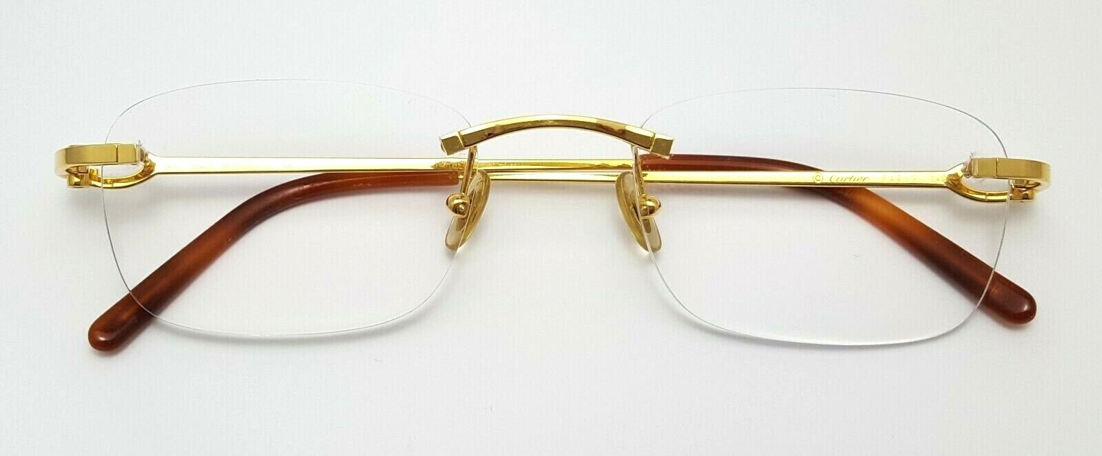 Cartier Rectangle Rimless Optical Unisex Eyewear Glasses 18KT Yellow Gold Plated