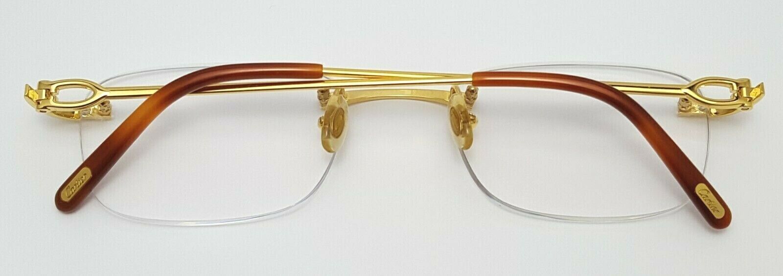 Cartier Rectangle Rimless Optical Unisex Eyewear Glasses 18KT Yellow Gold Plated