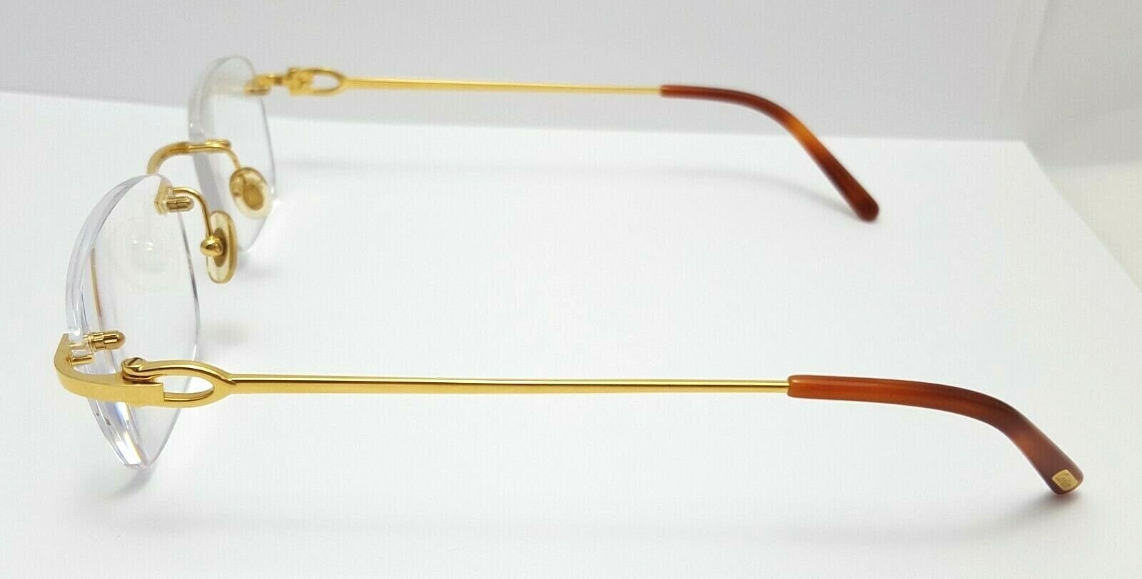 Cartier Rectangle Rimless Optical Unisex Eyewear Glasses 18KT Yellow Gold Plated