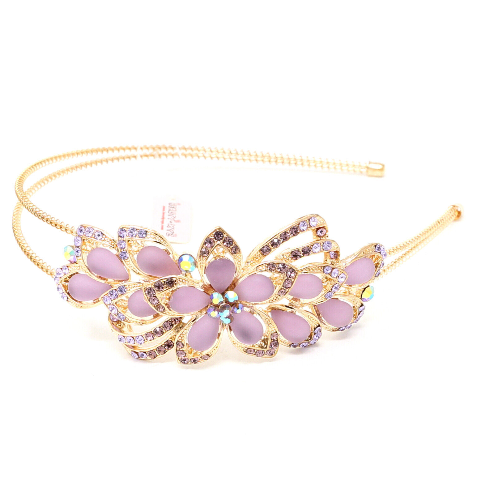 Gold Plated Rhinestone Flower Headband