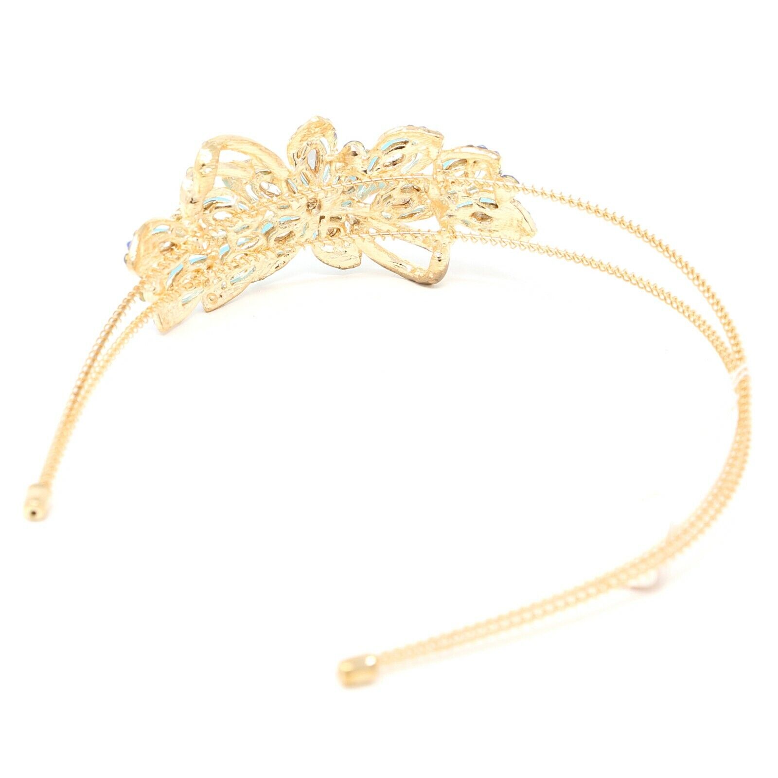 Gold Plated Rhinestone Flower Headband