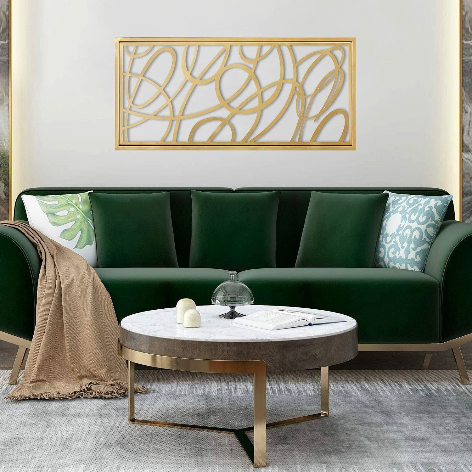Golden Metal Wall Art, Contemporary Design - 44x20