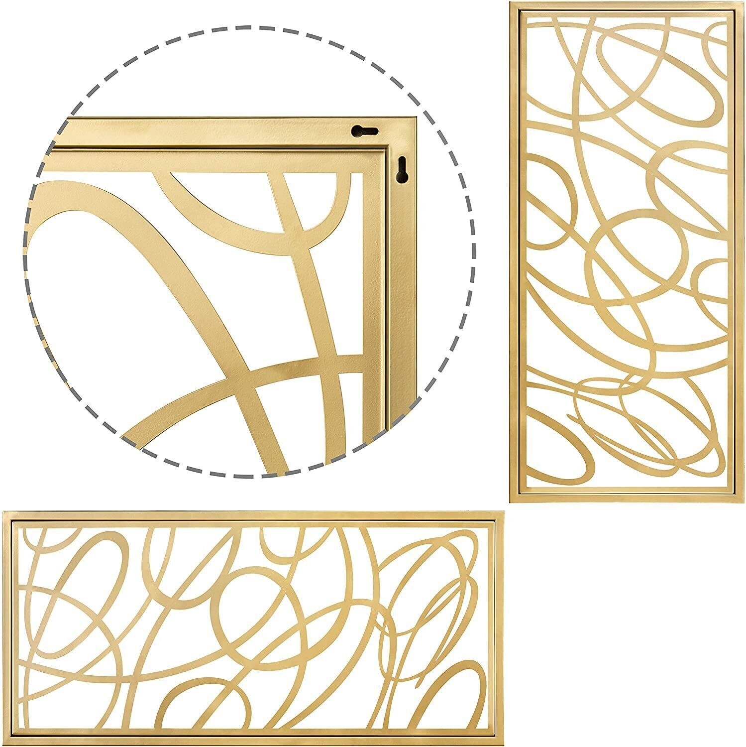 Golden Metal Wall Art, Contemporary Design - 44x20