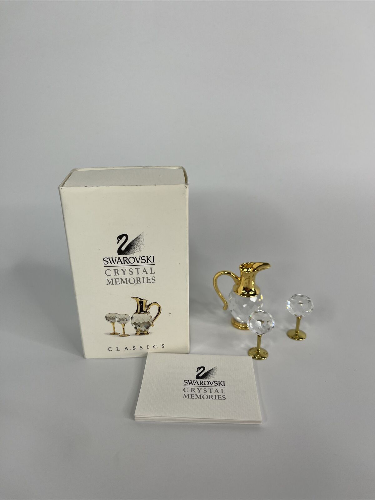 Swarovski Gold Plated Wine Set with Box