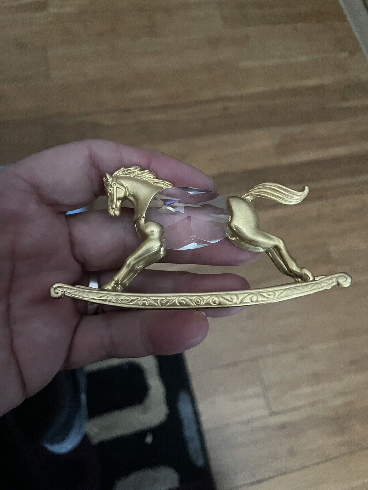 Swarovski Crystal Rocking Horse Gold Figurine