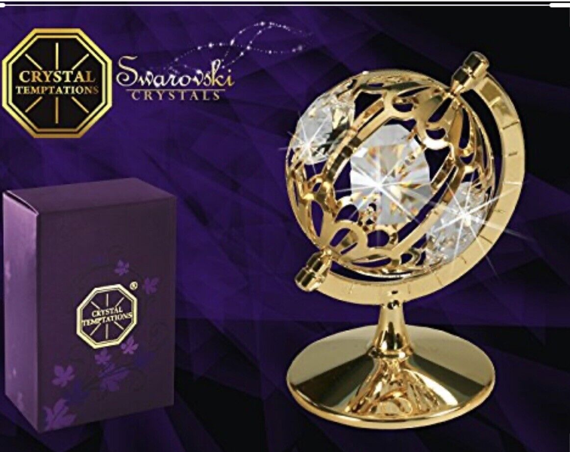 Swarovski Crystal Globe Figurine in Gold