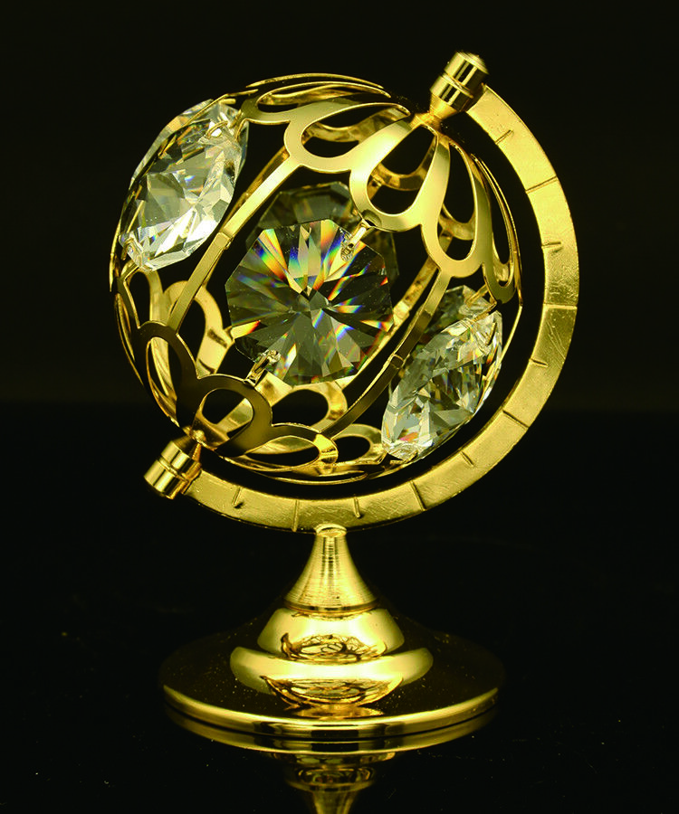 Swarovski Crystal Globe Figurine in Gold