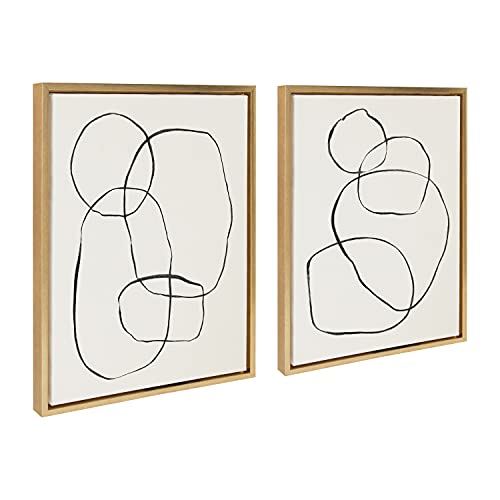 Modern Gold Circle Canvas Wall Art (2 Pieces)