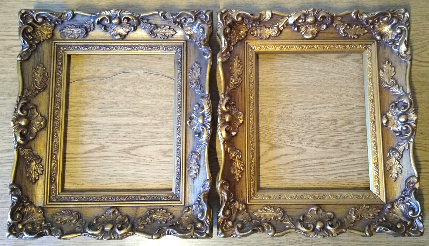 Gold Ornate Wood Picture Frames 15"x13" (Pair)