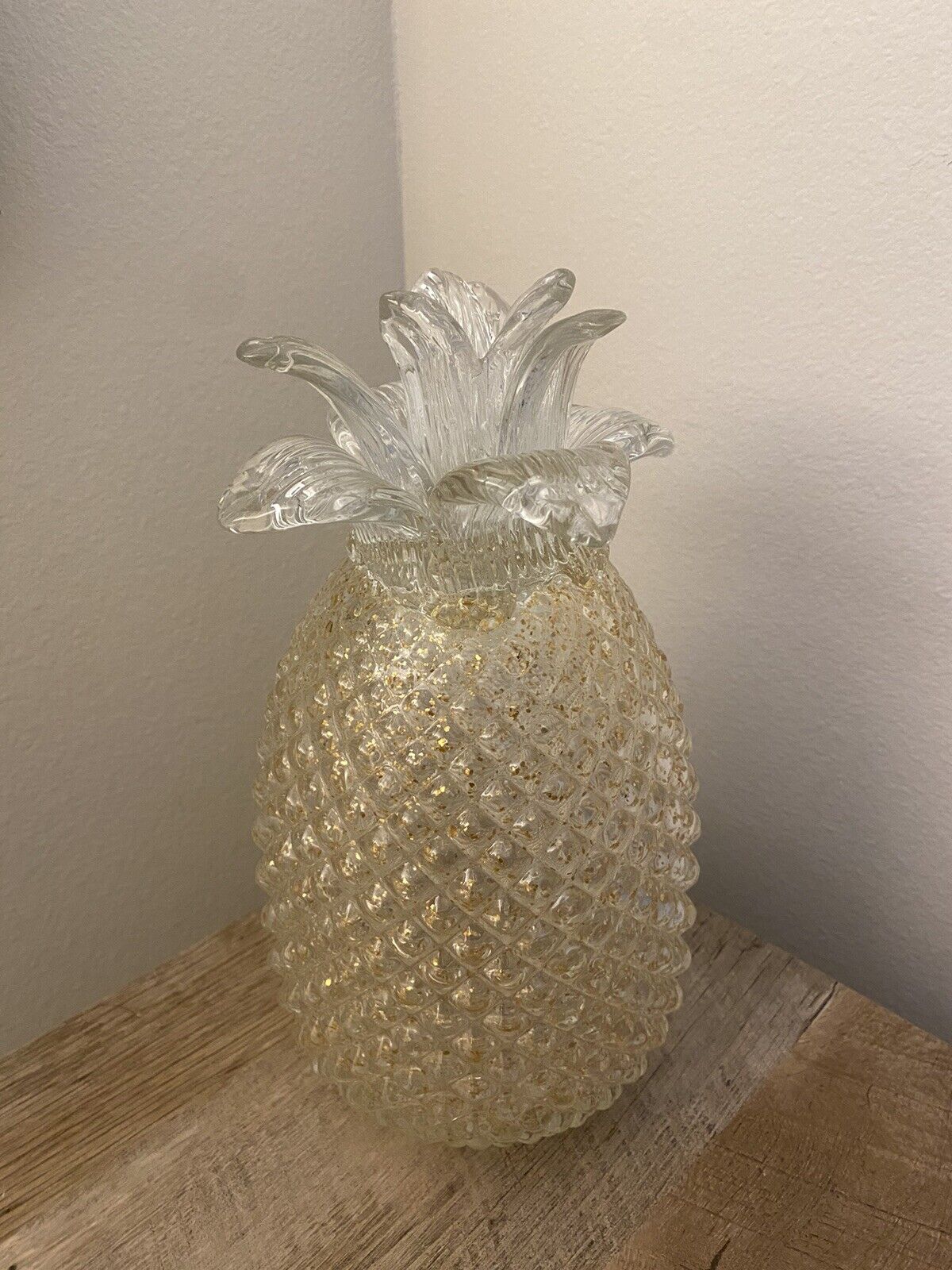 Decorative Glass Pineapple 10.5” Gold Accents Home Decor Hospitality