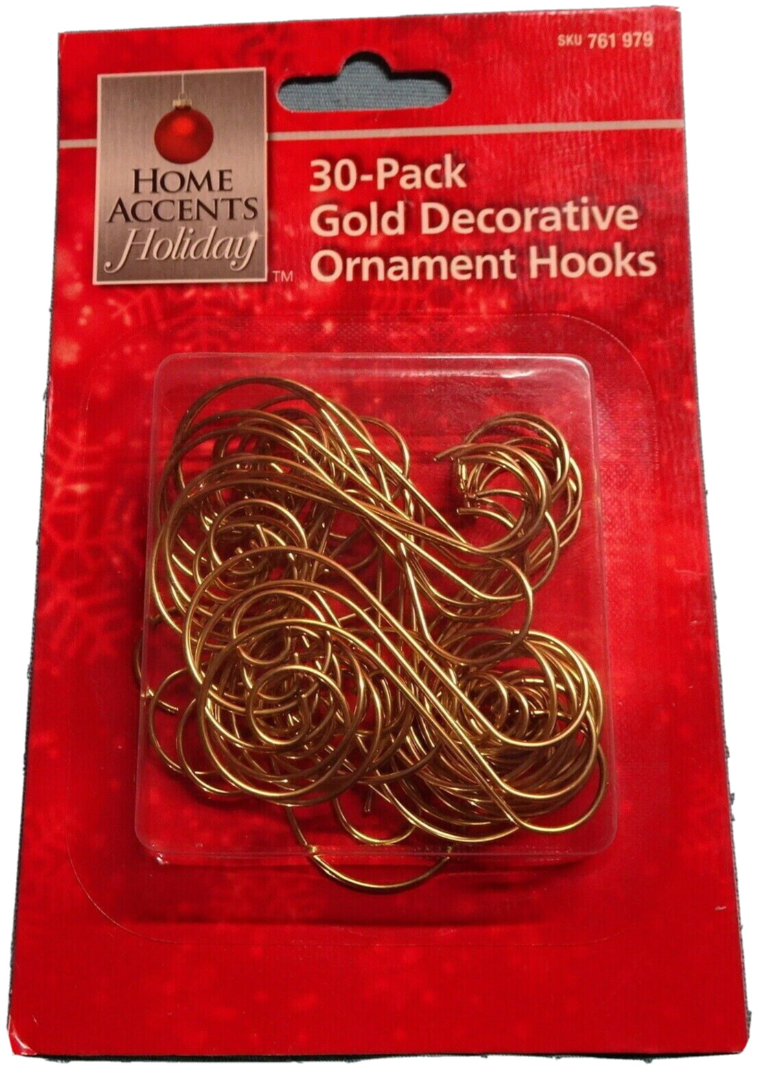 NEW  HOME ACCENTS = 30 PACK = GOLD DECORATIVE ORNAMENT HOOKS