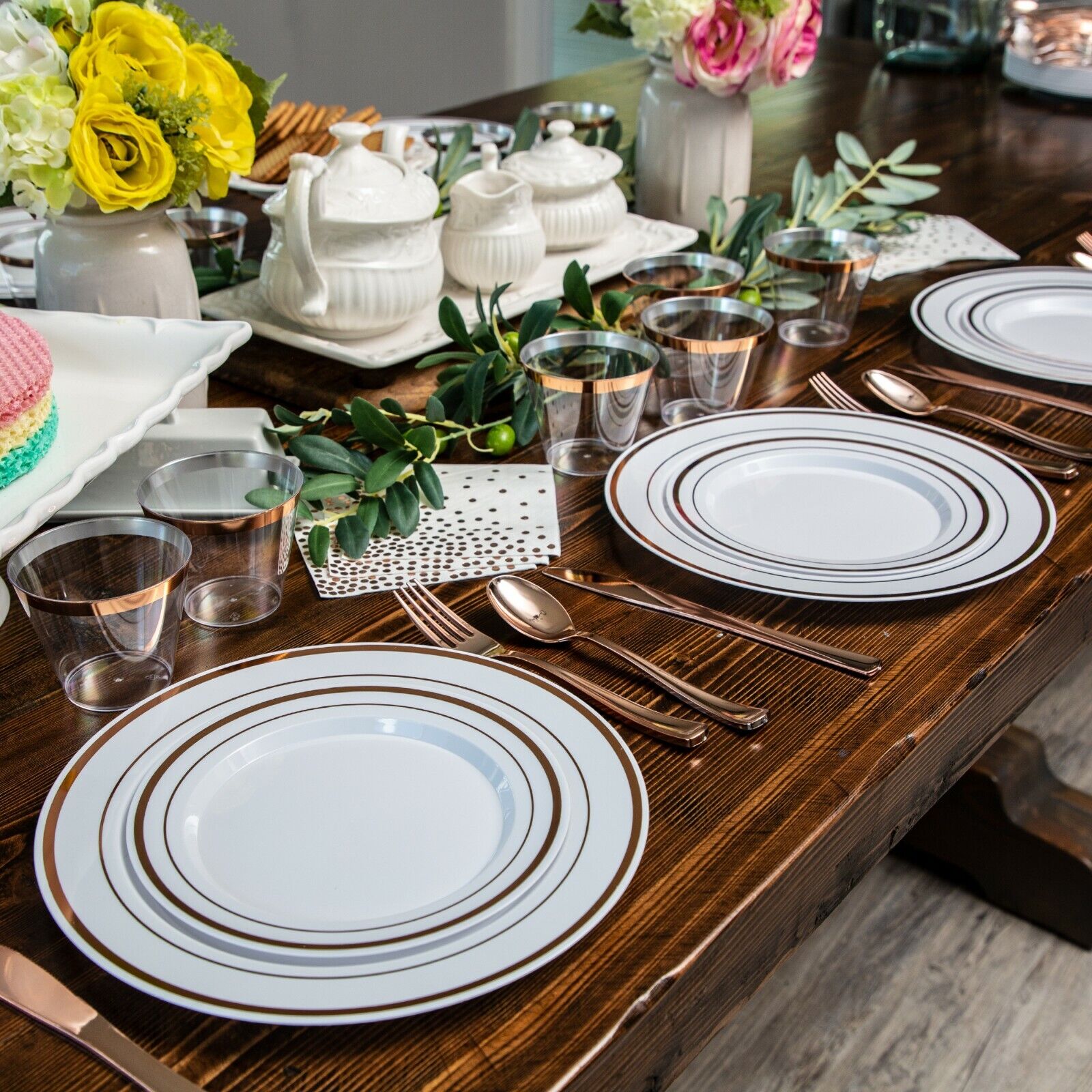 110 pcs Rose Gold Disposable Plates - SALE