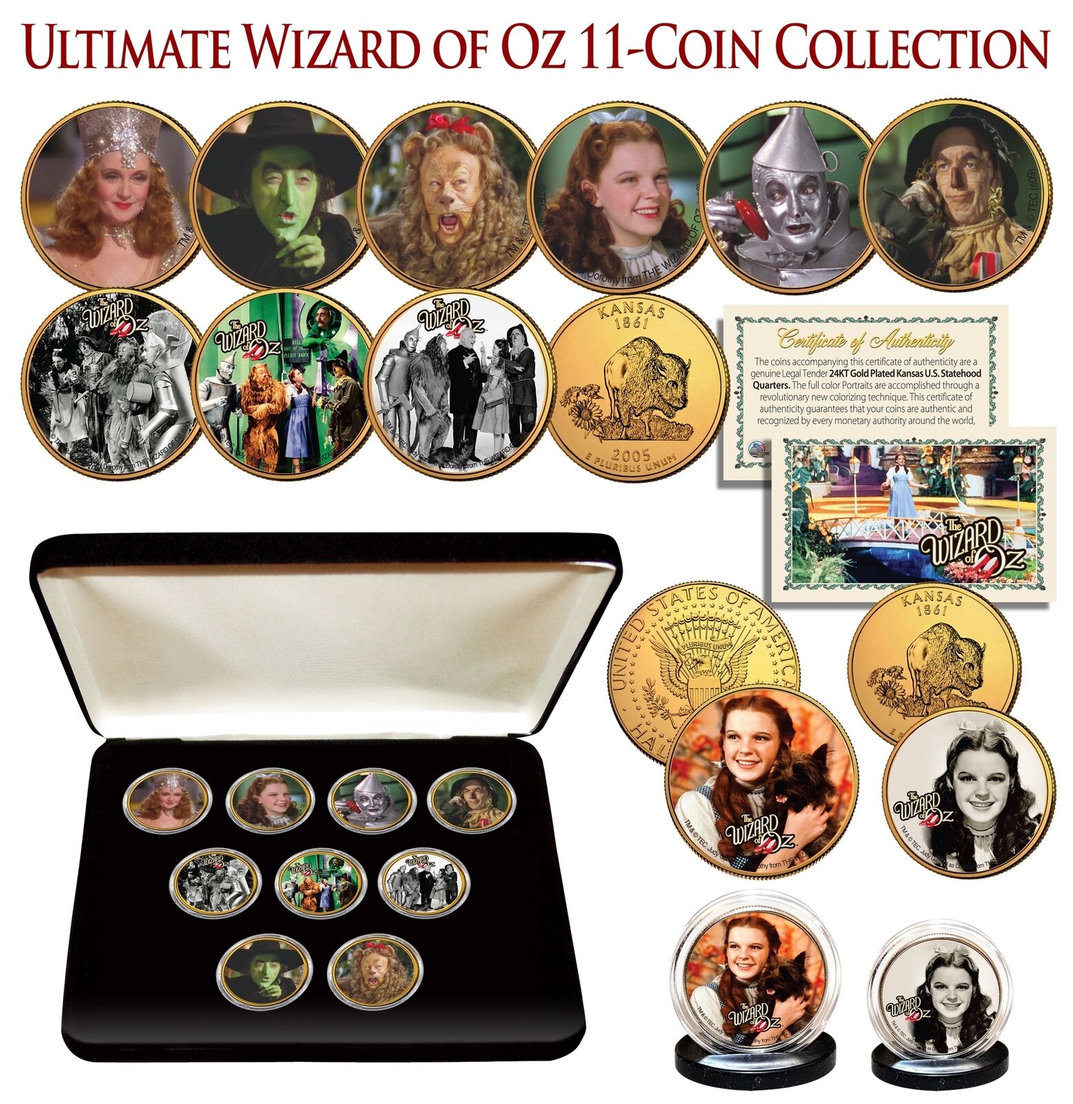 Gold Plated Wizard of Oz 9-Coin Set