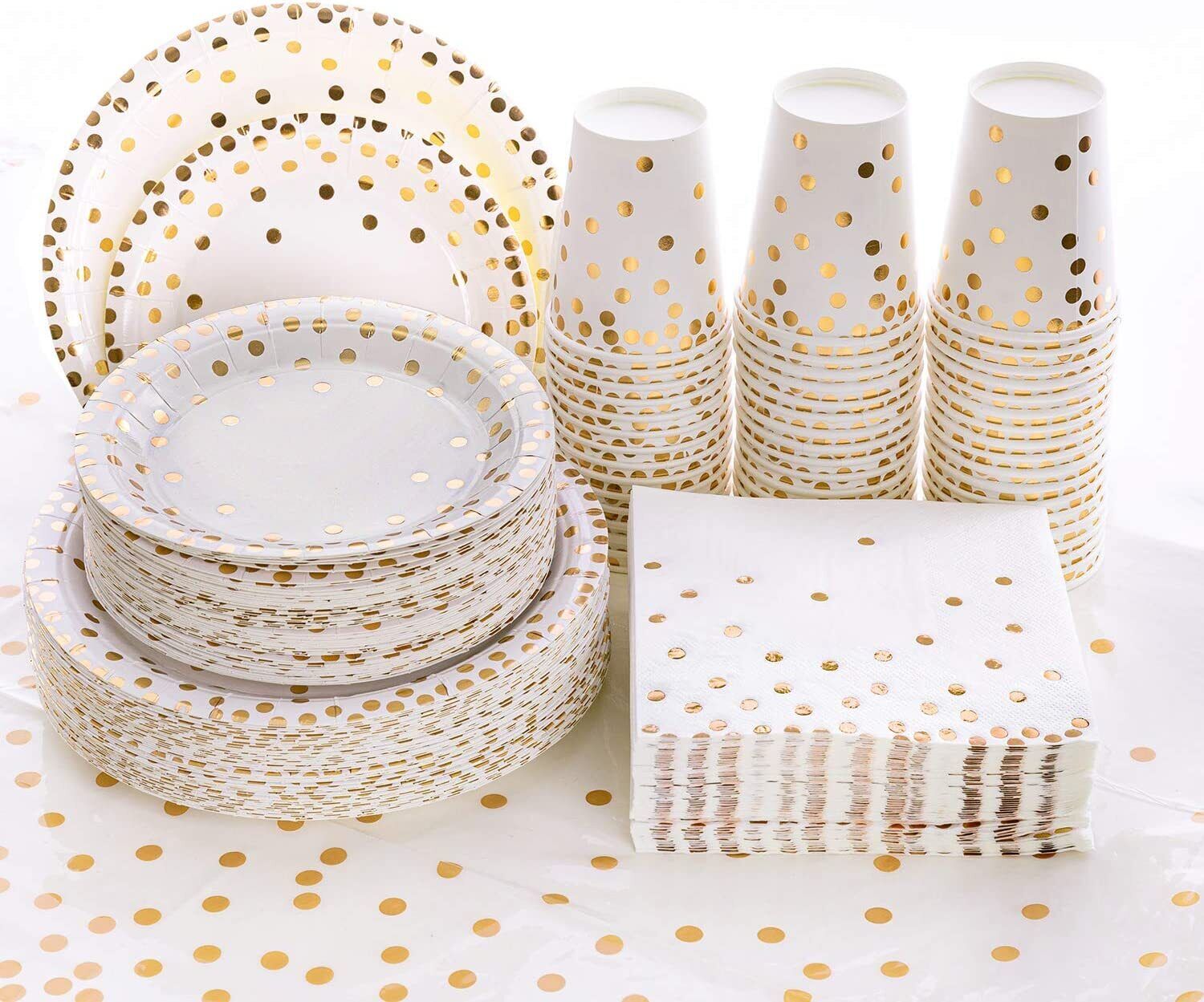 250 rose gold party tableware set