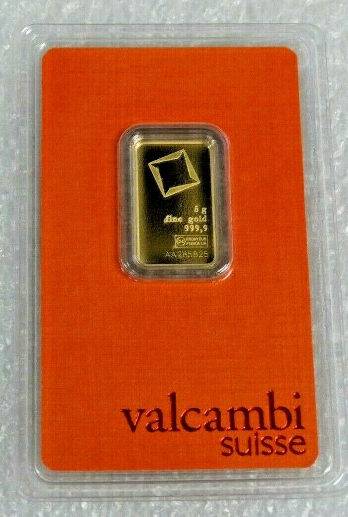 5g Valcambi Suisse Gold Bar with Assay Certificate