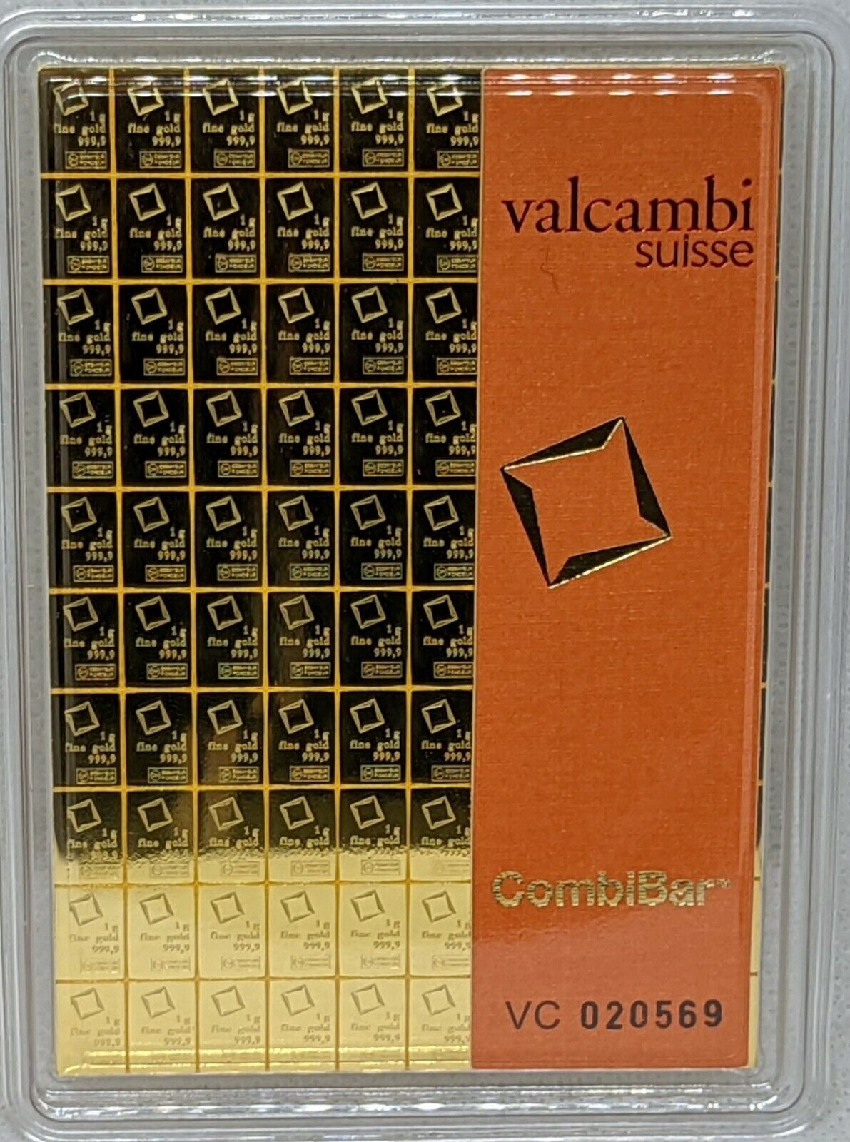 1 gram Gold Bar - Valcambi- 999.9 Fine