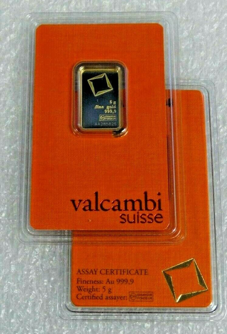 5g Valcambi Suisse Gold Bar with Assay Certificate