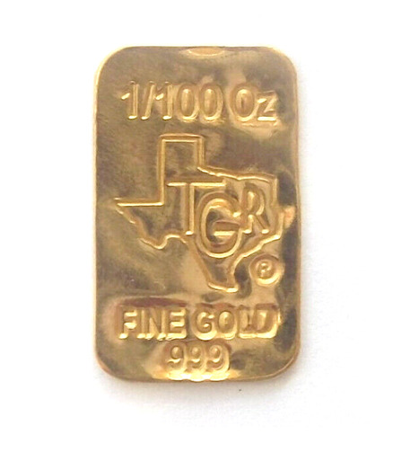1/100 Troy oz Gold Bar 9999 TGR TEXAS