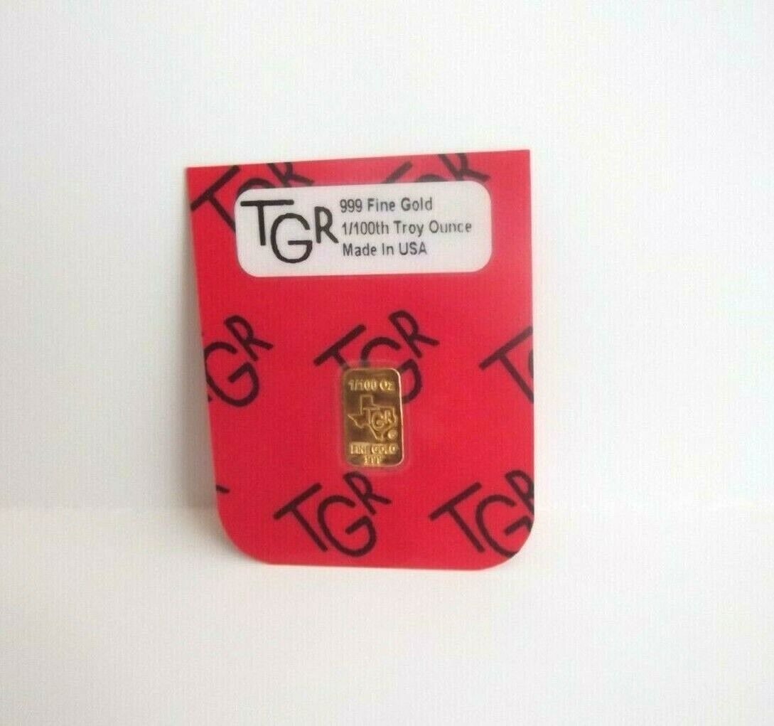 1/100  Troy oz Gold Bar 9999 TGR TEXAS