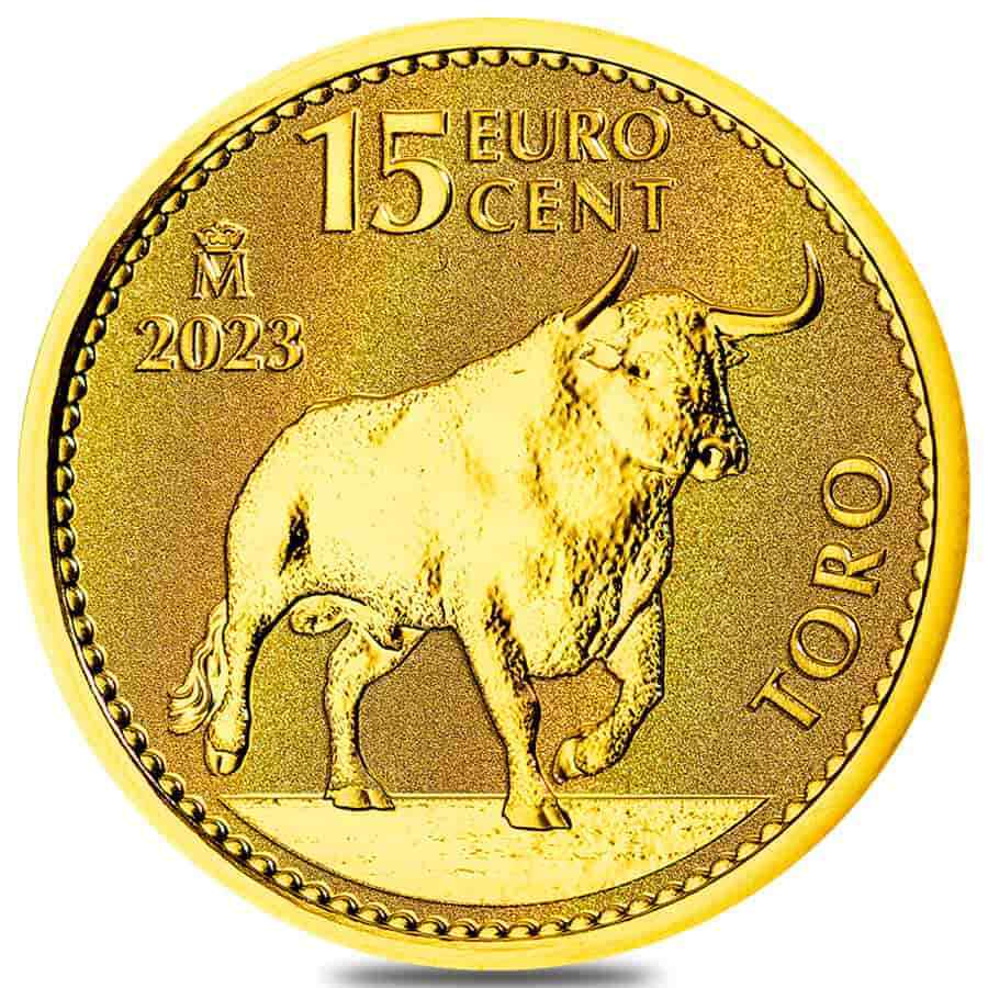 2023 Spain 1/10 oz Bull Gold Coin .9999 Fine Reverse Proof