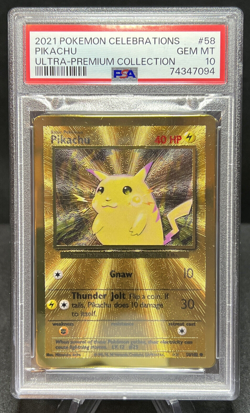Pikachu Gold Metal PSA 10 - Pokemon Celebration