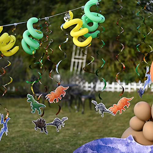 WERNNSAI Watercolor Dinosaur Hanging Swirl - 24PCS Dinosaur Party Decorations for Boys Kids Dino Theme Birthday Party Supplies Jurassic World Hanging Spiral Garlands Ceiling Decor